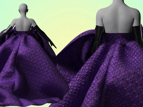 Quilted Taffeta Dress 3D Model