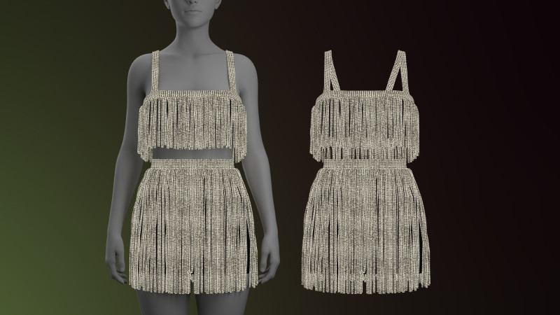 Rhinestone Two Piece Dress Modello 3D .c4d .max .obj .3ds .fbx .stl .blend
