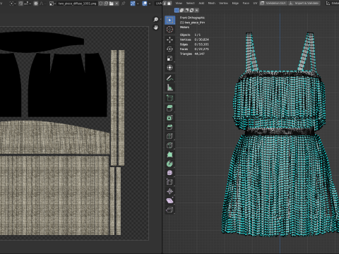 Rhinestone Two Piece Dress Modello 3D