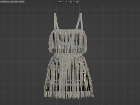 Rhinestone Two Piece Dress Modello 3D