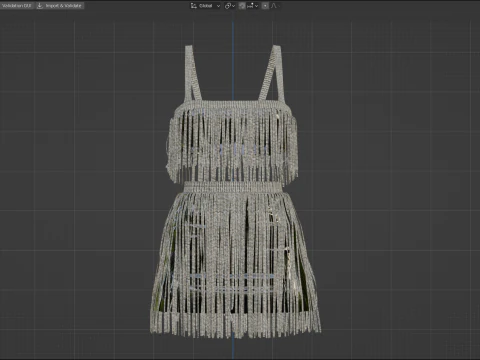 Rhinestone Two Piece Dress 3D Model