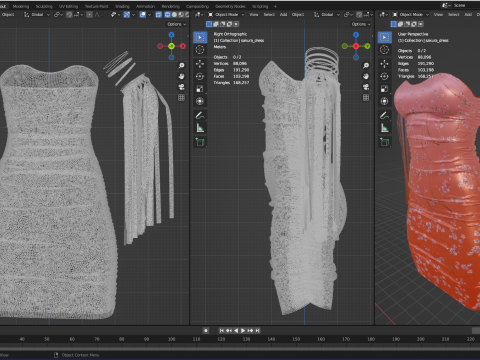 Color Graded Floral Dress 3D Model