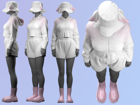 Sheep Outfit Sherpa Set Model 3D