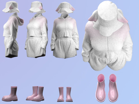 Sheep Outfit Sherpa Set Model 3D