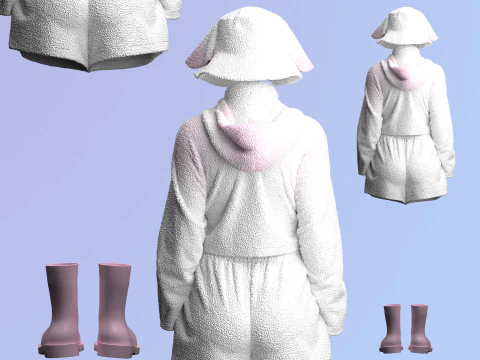 Sheep Outfit Sherpa Set 3D Model