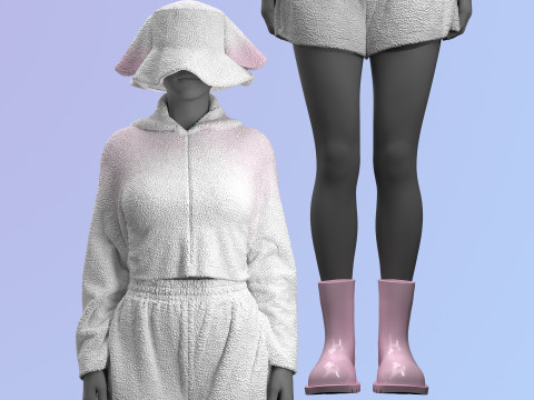 Sheep Outfit Sherpa Set Model 3D