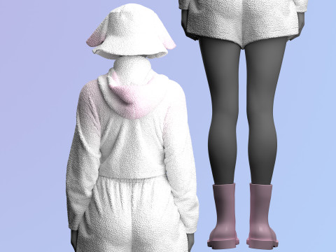 Sheep Outfit Sherpa Set Model 3D