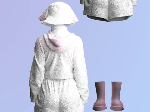 Sheep Outfit Sherpa Set 3D Model