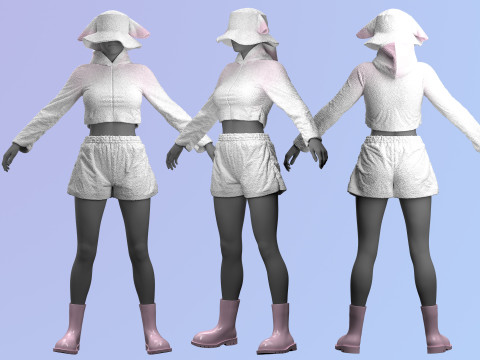 Sheep Outfit Sherpa Set Model 3D