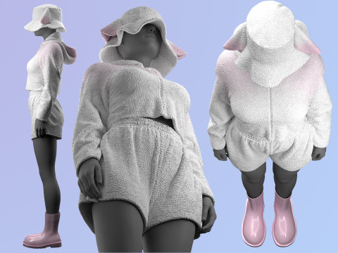 Sheep Outfit Sherpa Set Model 3D