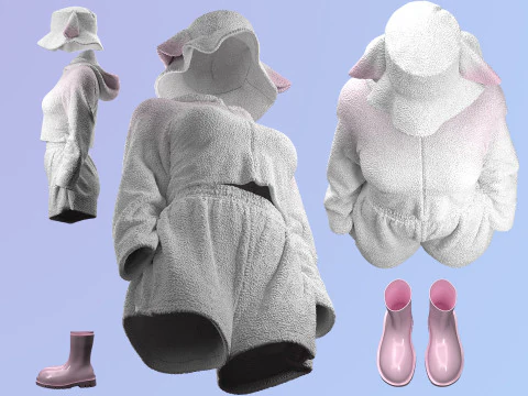 Sheep Outfit Sherpa Set 3D Model