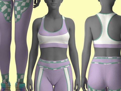Retro Sport Jacket Bra Leggings 3D 模型