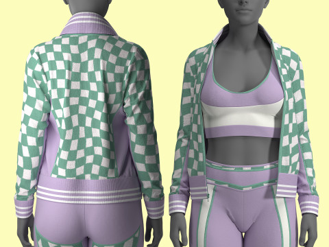 Retro Sport Jacket Bra Leggings 3D 模型