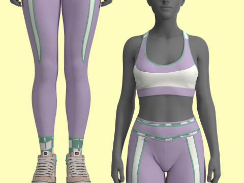 Retro Sport Jacket Bra Leggings 3D 模型