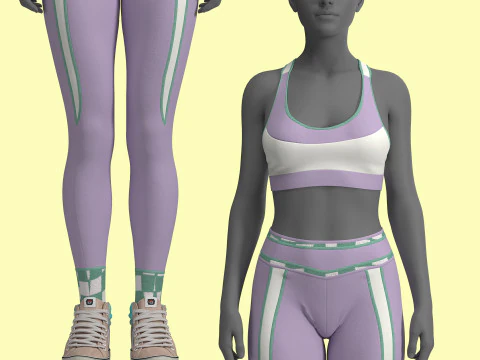 Retro Sport Jacket Bra Leggings 3D Model
