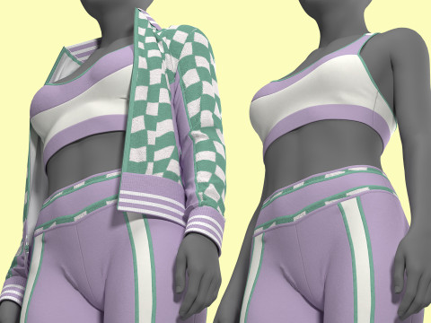 Retro Sport Jacket Bra Leggings 3D 模型
