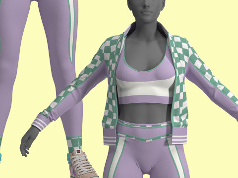 Retro Sport Jacket Bra Leggings 3D 模型