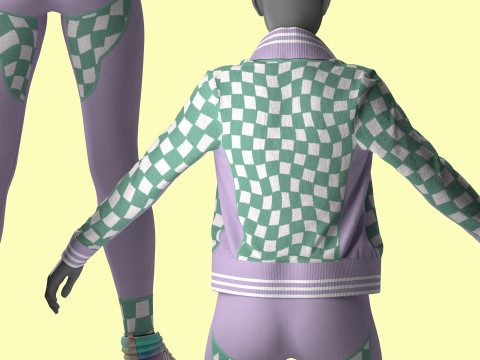 Retro Sport Jacket Bra Leggings 3D 模型