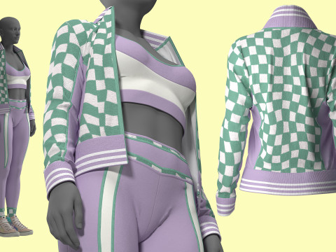 Retro Sport Jacket Bra Leggings 3D 模型