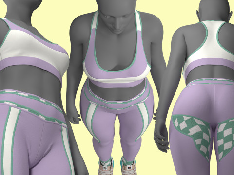 Retro Sport Jacket Bra Leggings 3D 模型