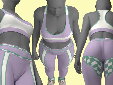 Retro Sport Jacket Bra Leggings 3D Model
