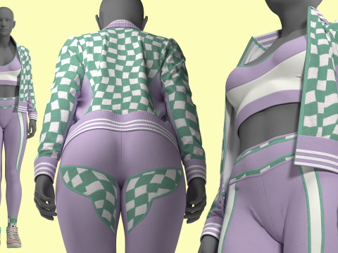 Retro Sport Jacket Bra Leggings 3D 模型