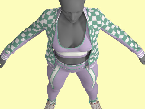 Retro Sport Jacket Bra Leggings 3D 模型