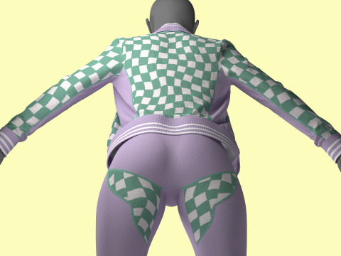 Retro Sport Jacket Bra Leggings 3D 模型