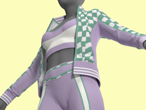 Retro Sport Jacket Bra Leggings 3D 模型
