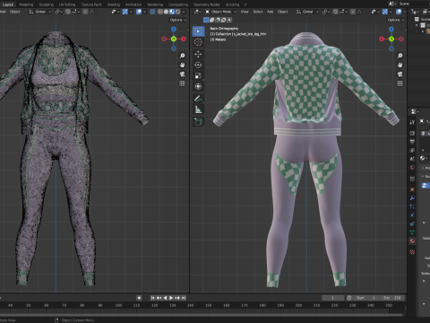Retro Sport Jacket Bra Leggings 3D 模型