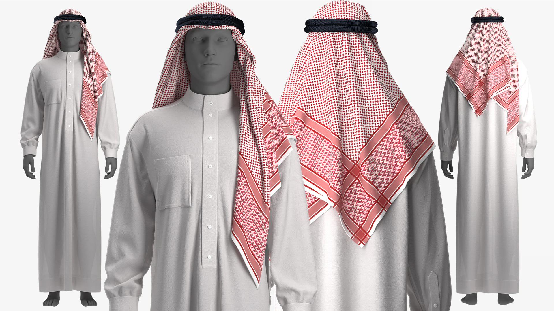 Thobe and Keffiyeh 3D Model .c4d .max .obj .3ds .fbx .stl .blend 