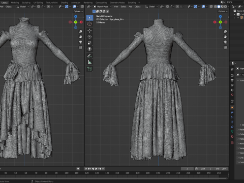 Tiger Print Velvet Dress Modelo 3D