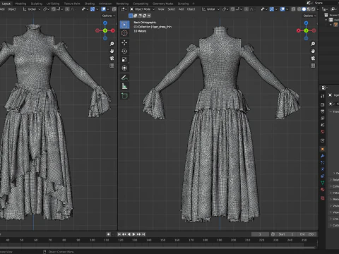 Tiger Print Velvet Dress 3D Model