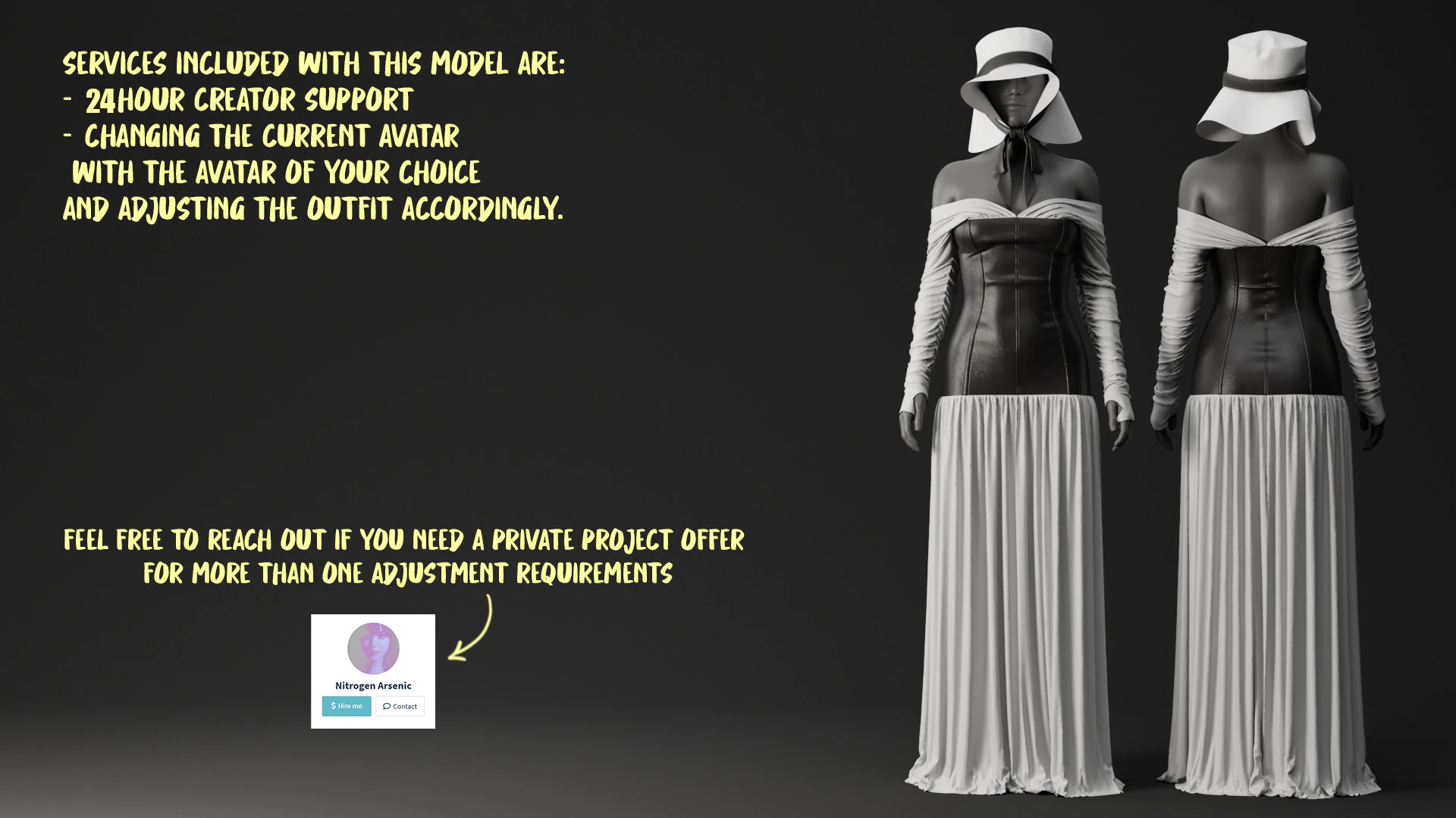White Loose Dress with Black Leather Corset 3D Model .c4d .max .obj .3ds .fbx .stl .blend