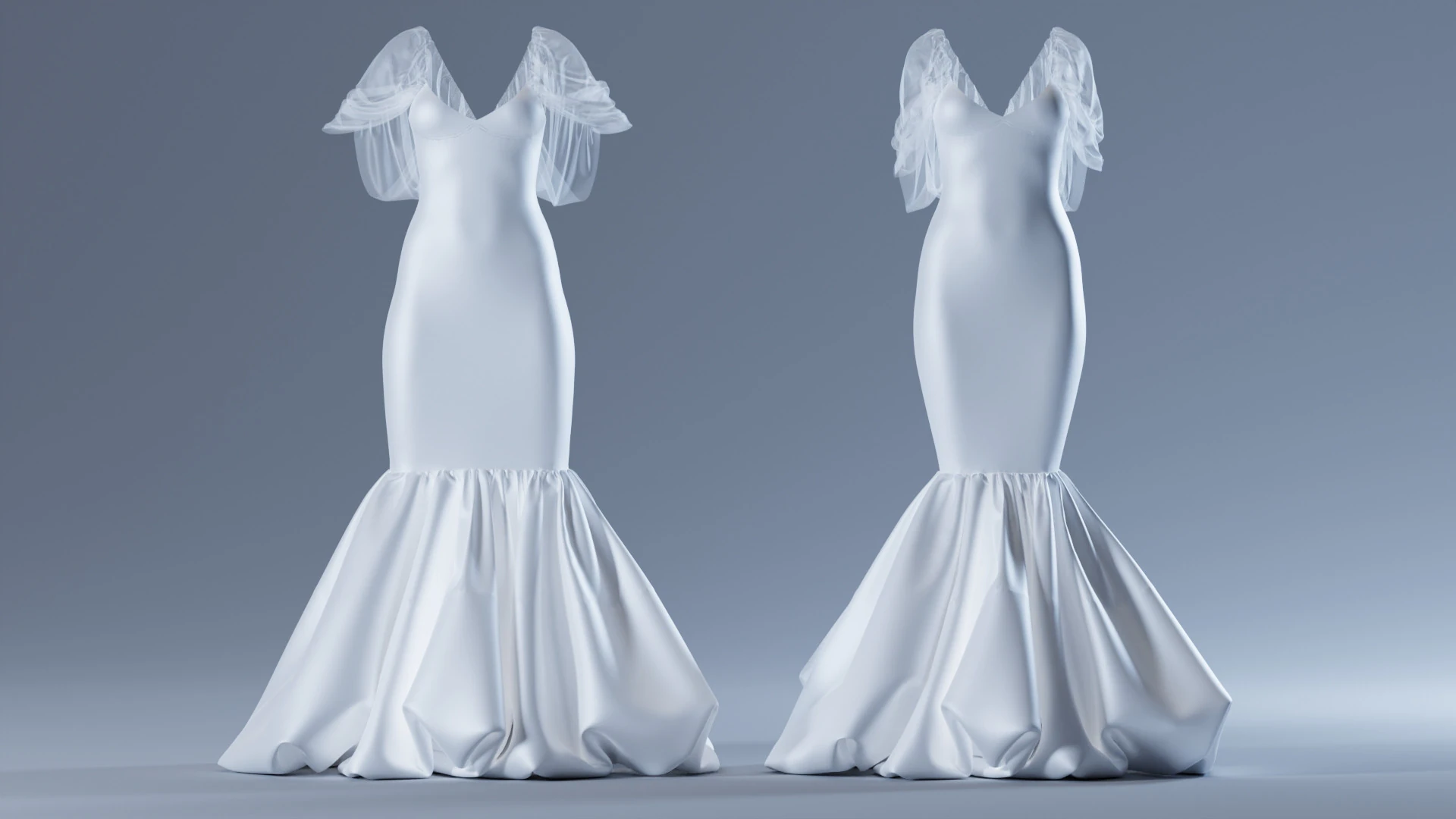 Wedding Dress 3D Model .c4d .max .obj .3ds .fbx .stl .blend