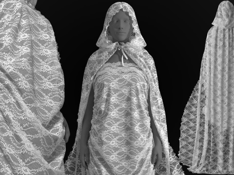 Hooded Cape and Lace Dress Modelo 3D