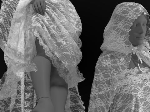 Hooded Cape and Lace Dress Modelo 3D
