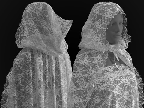 Hooded Cape and Lace Dress Modelo 3D