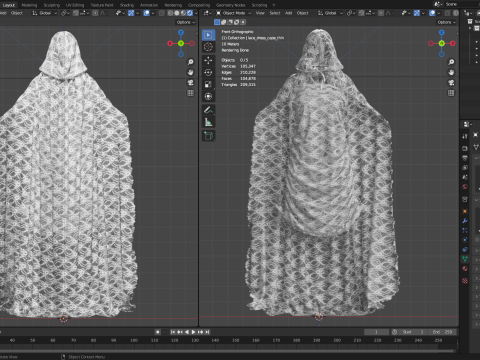 Hooded Cape and Lace Dress Modelo 3D