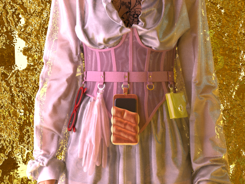 Oversize See-through Shirt with Corset Modello 3D