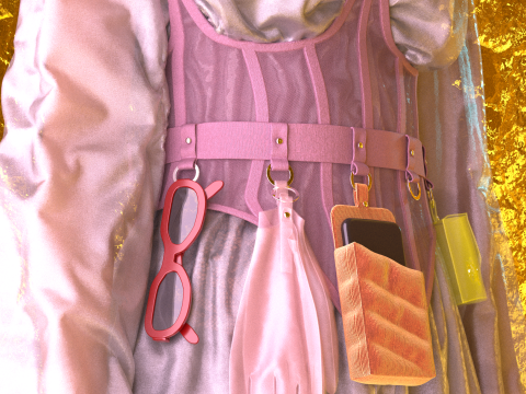 Oversize See-through Shirt with Corset Modello 3D