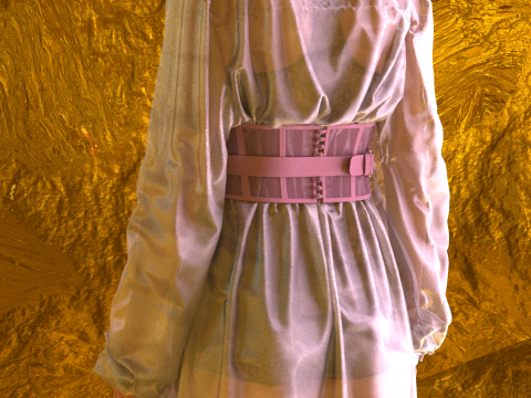 Oversize See-through Shirt with Corset Modello 3D