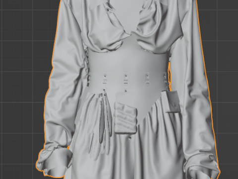 Oversize See-through Shirt with Corset Modello 3D