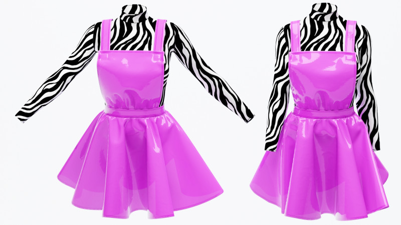 Zebra Top Plastic Dress 3D Model .c4d .max .obj .3ds .fbx .stl .blend
