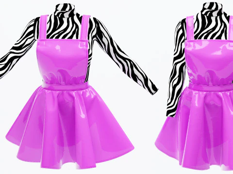 Abito in plastica con top zebrato Modello 3D