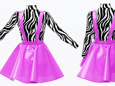 Zebra Top Plastic Dress 3D Model
