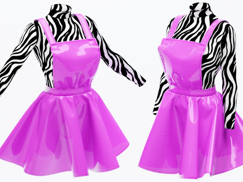 Zebra Top Plastic Dress 3D Model