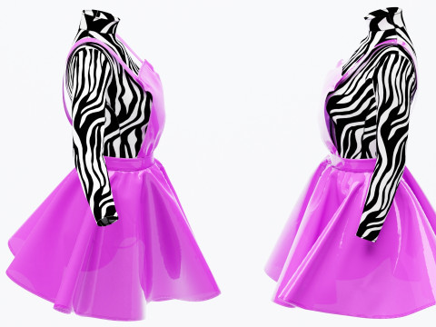 Zebra Top Plastic Dress 3D Model