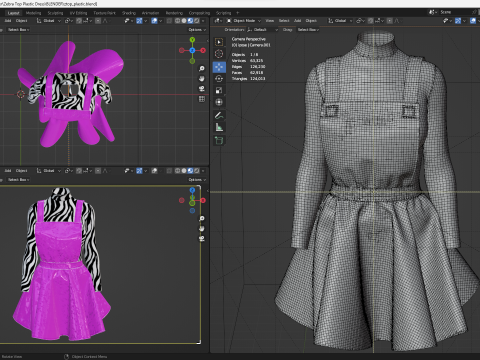 Zebra Top Plastic Dress 3D Model