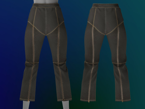 Zipper Detailed Jeans 3D Модель
